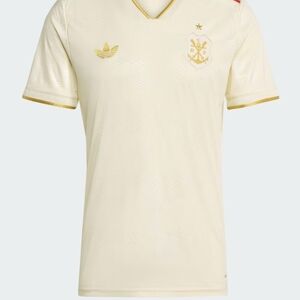 Adidas Men's Jersey in Cream with Gold Details